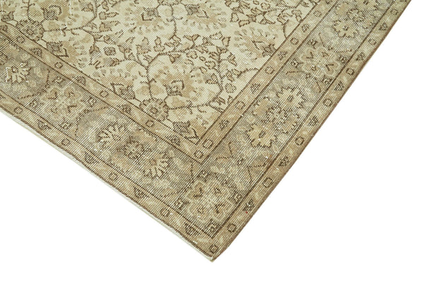 Vintage Bej Eskitme Pamuk Yün El Dokuma Halısı 167x264 Agacan