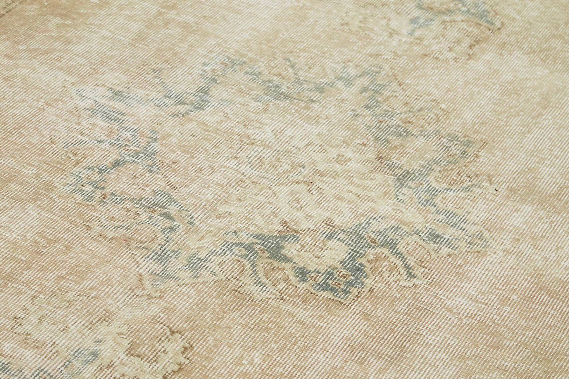 Vintage Bej Eskitme Pamuk Yün El Dokuma Halısı 163x283 Agacan