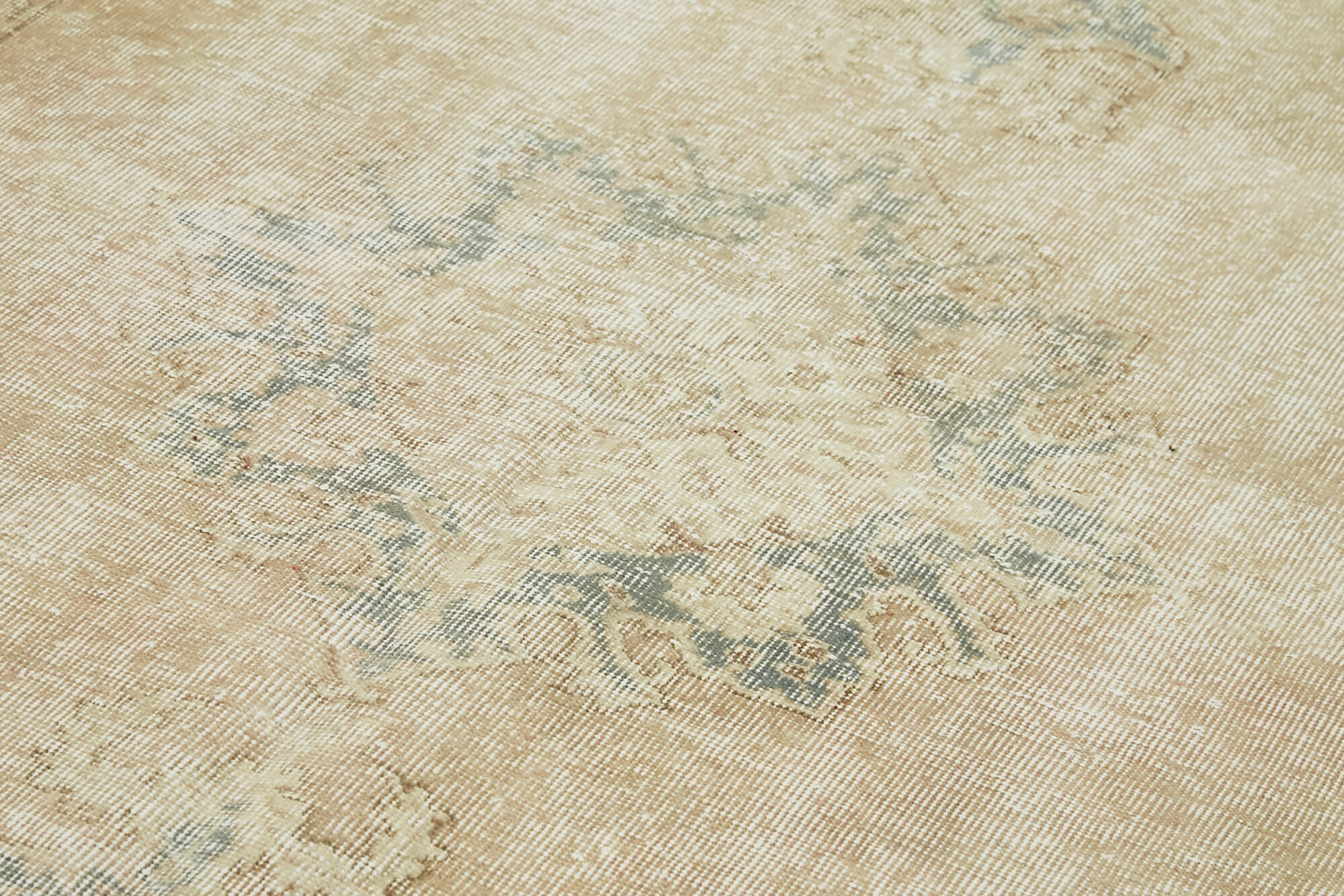 Vintage Bej Eskitme Pamuk Yün El Dokuma Halısı 163x283 Agacan