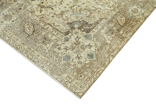 Vintage Bej Eskitme Pamuk Yün El Dokuma Halısı 176x288 Agacan