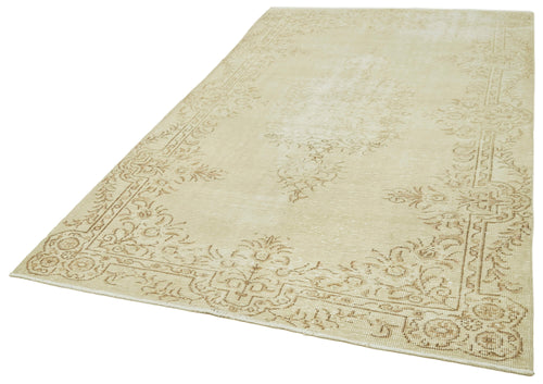 Vintage Bej Eskitme Pamuk Yün El Dokuma Halısı 170x290 Agacan