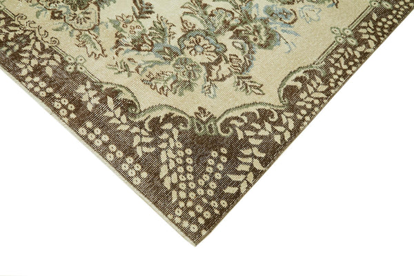 Vintage Bej Eskitme Pamuk Yün El Dokuma Halısı 169x288 Agacan