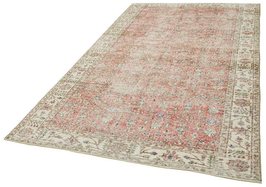 Vintage Bej Eskitme Pamuk Yün El Dokuma Halısı 164x279 Agacan