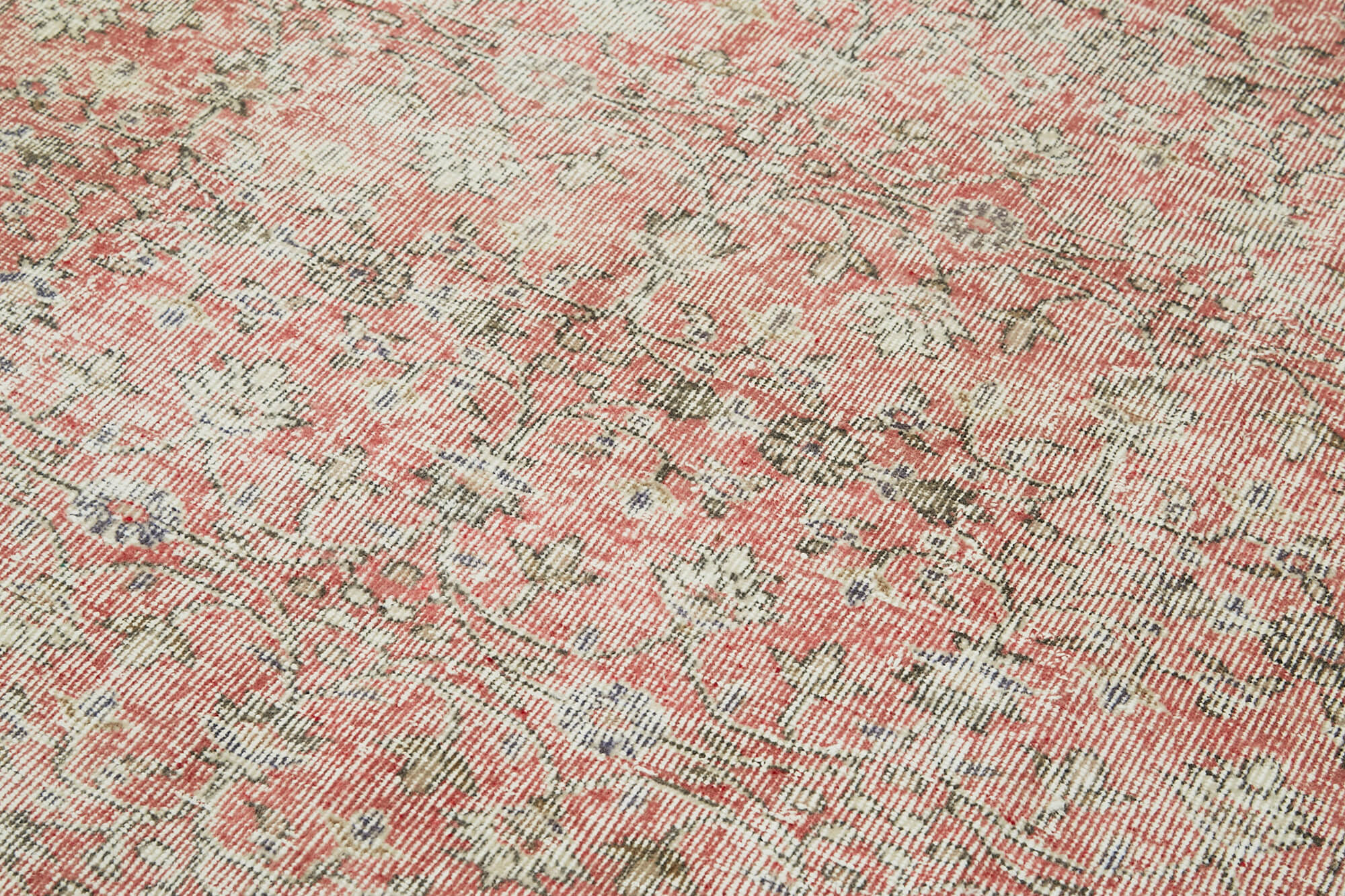 Vintage Bej Eskitme Pamuk Yün El Dokuma Halısı 164x279 Agacan