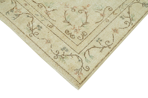 Vintage Bej Eskitme Pamuk Yün El Dokuma Halısı 160x290 Agacan