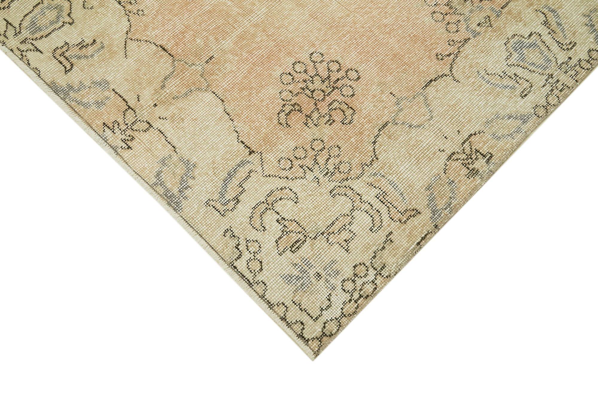 Vintage Bej Eskitme Pamuk Yün El Dokuma Halısı 165x281 Agacan