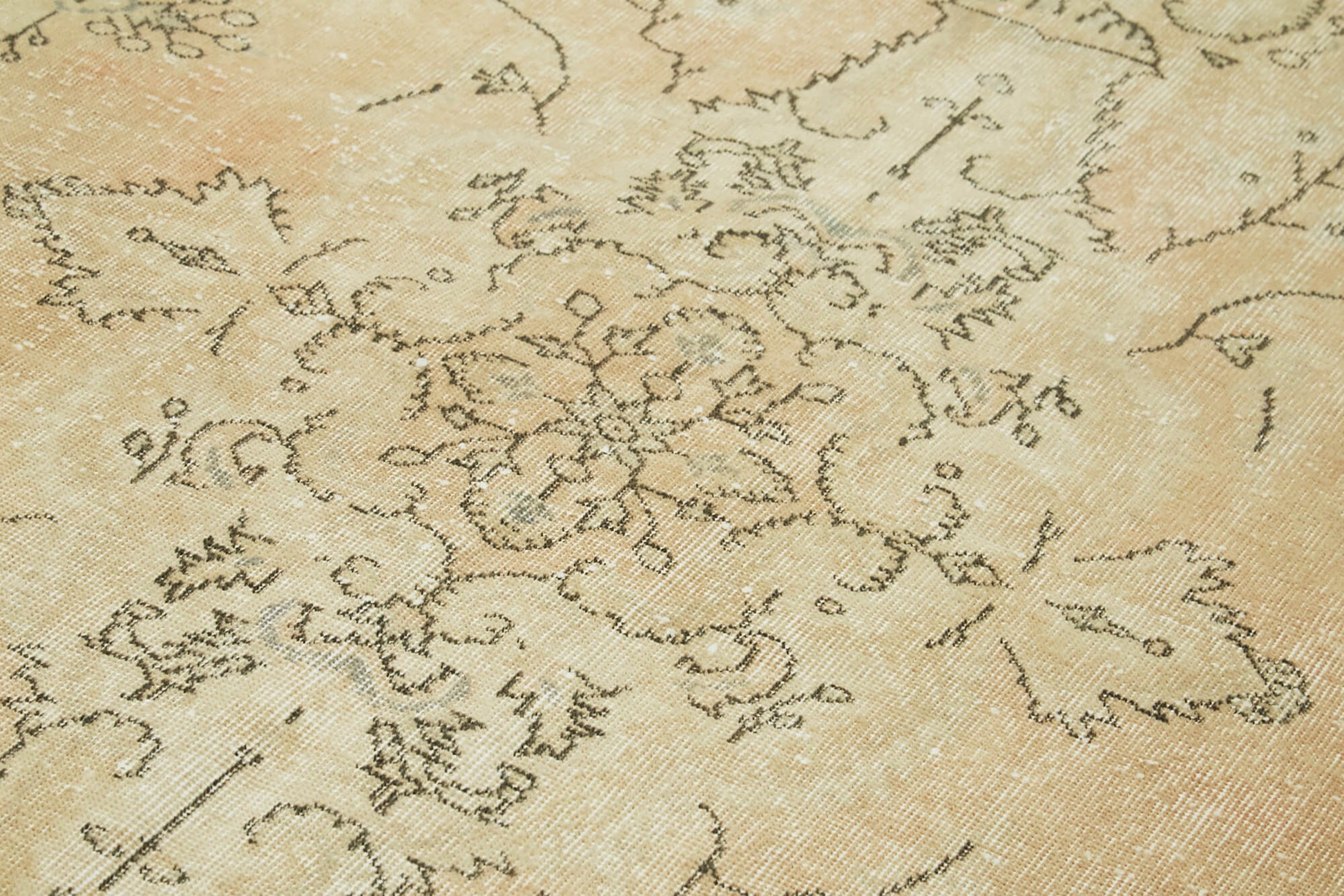 Vintage Bej Eskitme Pamuk Yün El Dokuma Halısı 165x281 Agacan