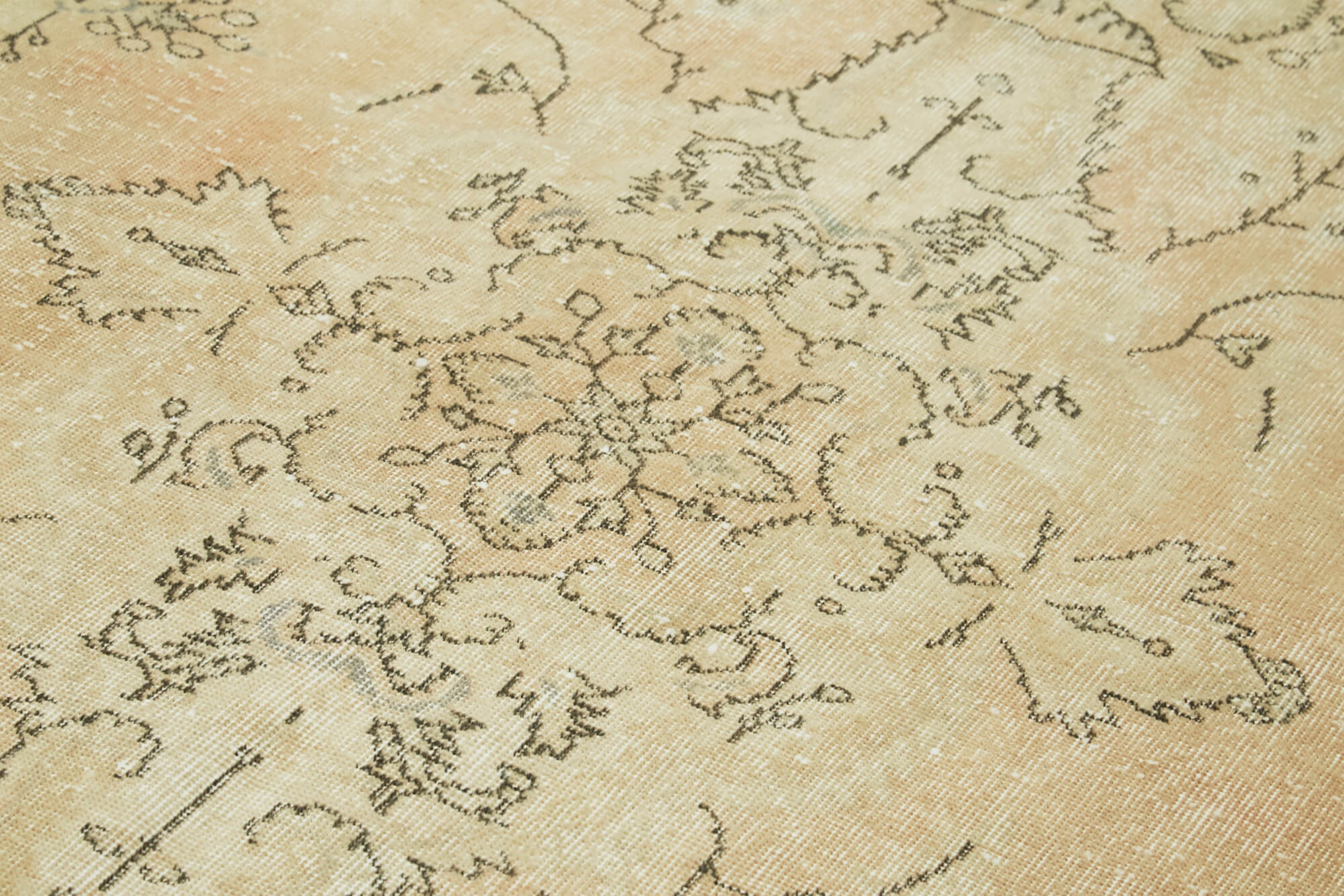 Vintage Bej Eskitme Pamuk Yün El Dokuma Halısı 165x281 Agacan