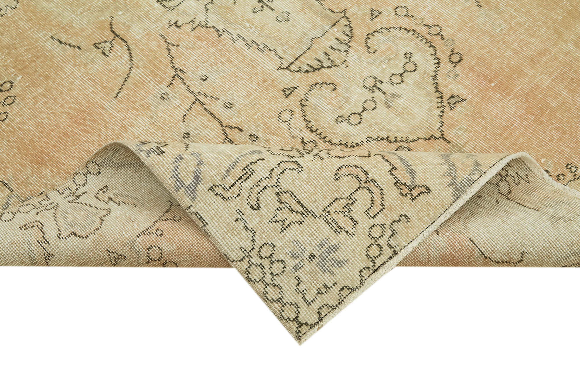 Vintage Bej Eskitme Pamuk Yün El Dokuma Halısı 165x281 Agacan