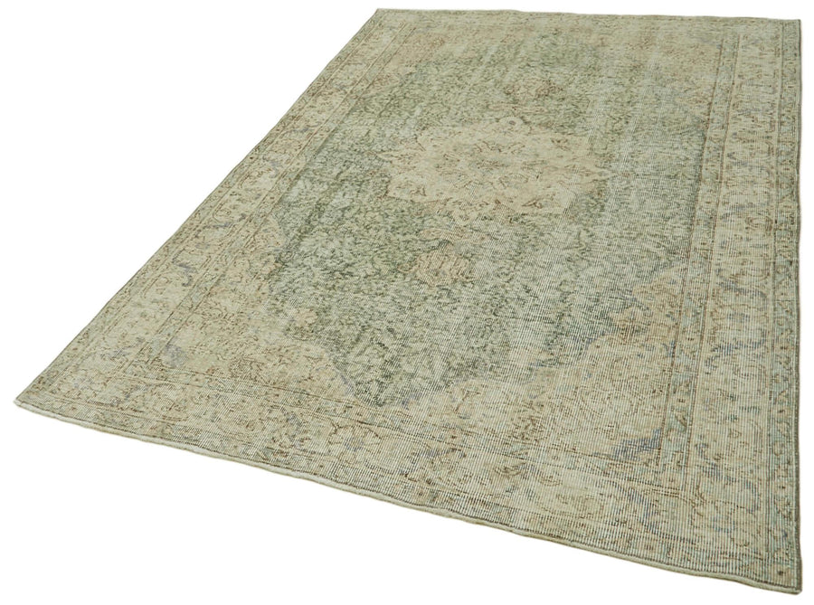 Vintage Bej Eskitme Pamuk Yün El Dokuma Halısı 163x265 Agacan