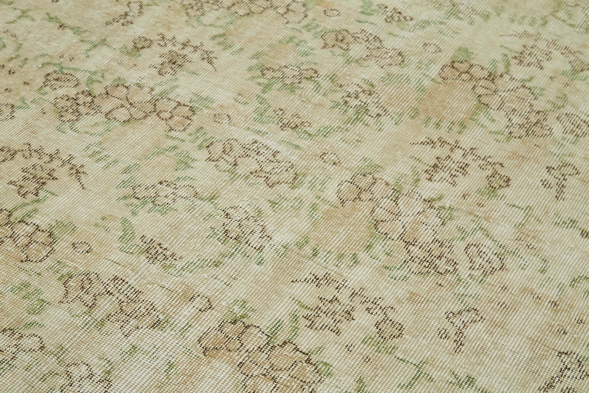 Vintage Bej Eskitme Pamuk Yün El Dokuma Halısı 171x280 Agacan