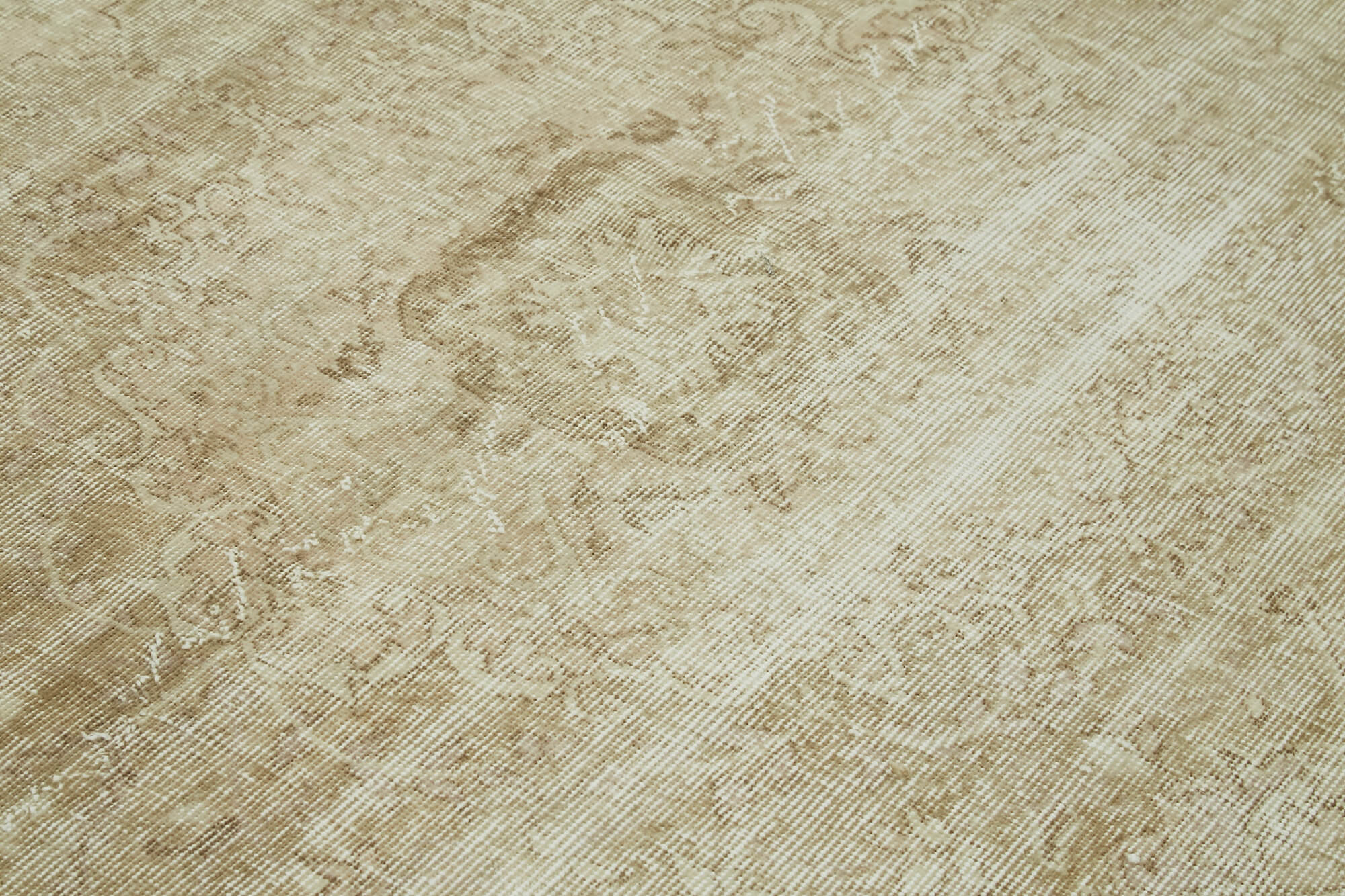 Vintage Bej Eskitme Pamuk Yün El Dokuma Halısı 160x266 Agacan