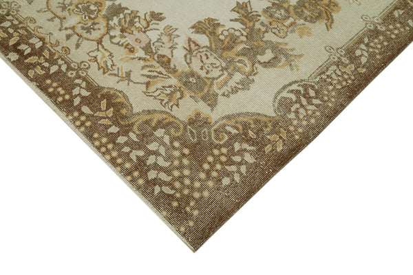 Vintage Bej Eskitme Pamuk Yün El Dokuma Halısı 187x300 Agacan