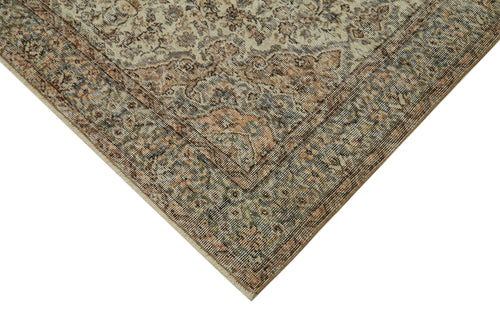 Vintage Bej Eskitme Pamuk Yün El Dokuma Halısı 167x280 Agacan