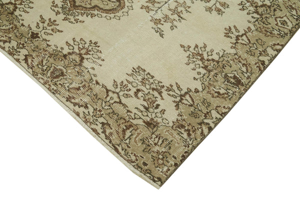Vintage Bej Eskitme Pamuk Yün El Dokuma Halısı 158x256 Agacan