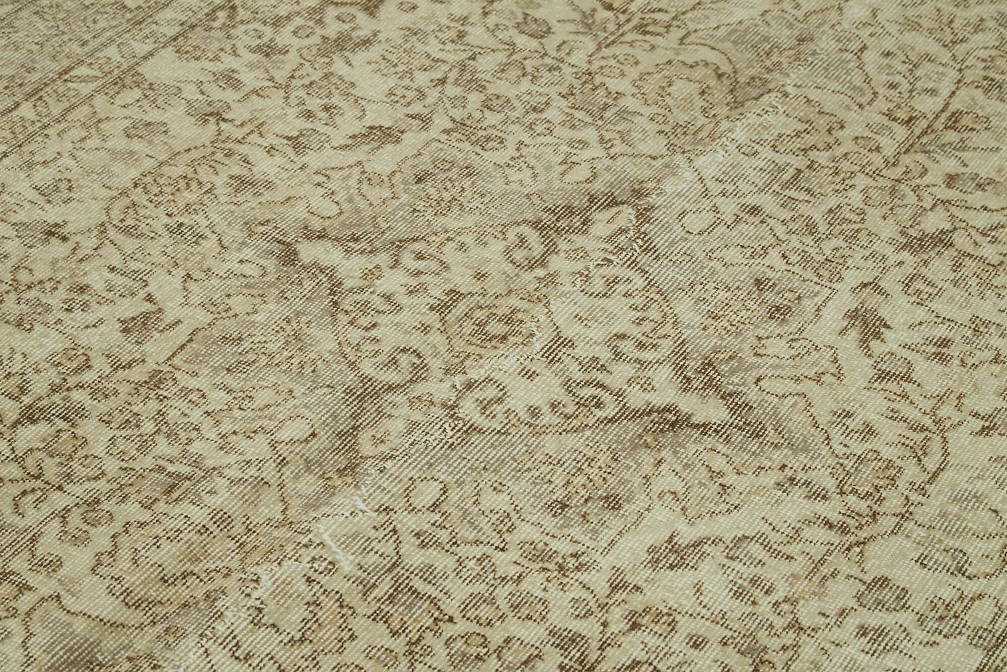 Vintage Bej Eskitme Pamuk Yün El Dokuma Halısı 152x267 Agacan