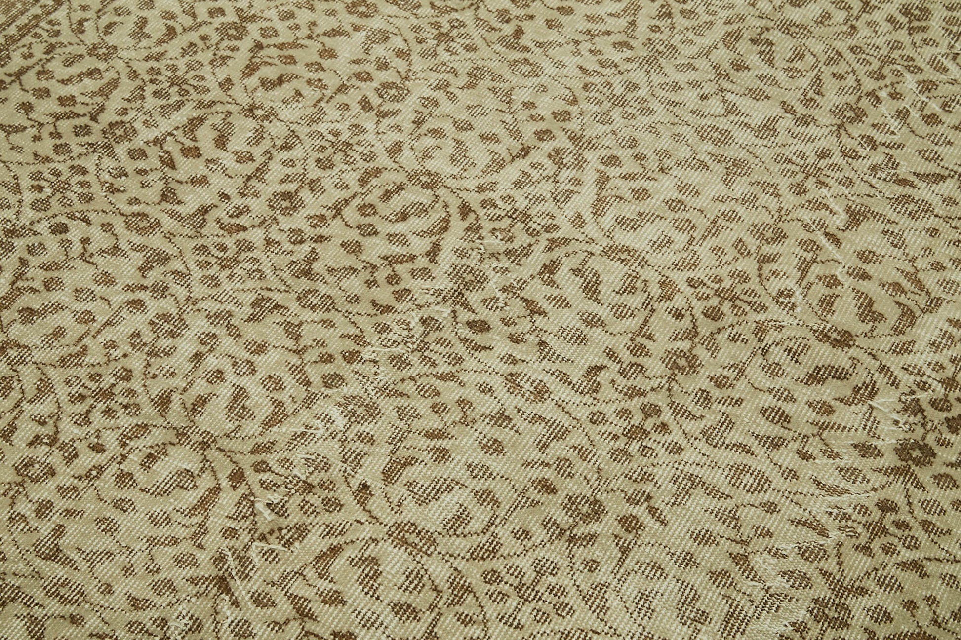 Vintage Bej Eskitme Pamuk Yün El Dokuma Halısı 166x275 Agacan