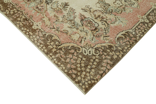 Vintage Bej Eskitme Pamuk Yün El Dokuma Halısı 168x258 Agacan