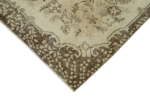 Vintage Bej Eskitme Pamuk Yün El Dokuma Halısı 150x276 Agacan