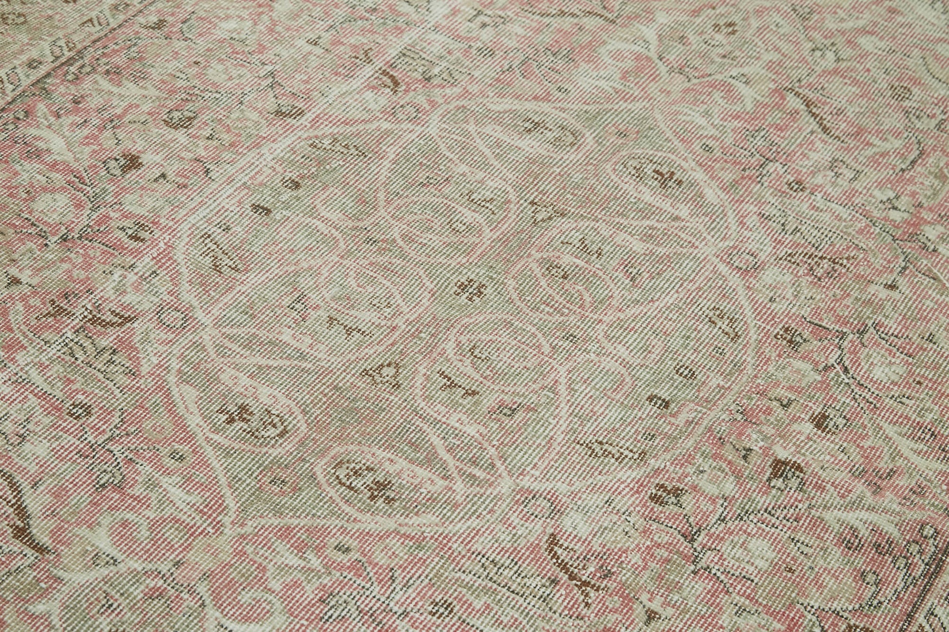 Vintage Bej Eskitme Pamuk Yün El Dokuma Halısı 157x262 Agacan