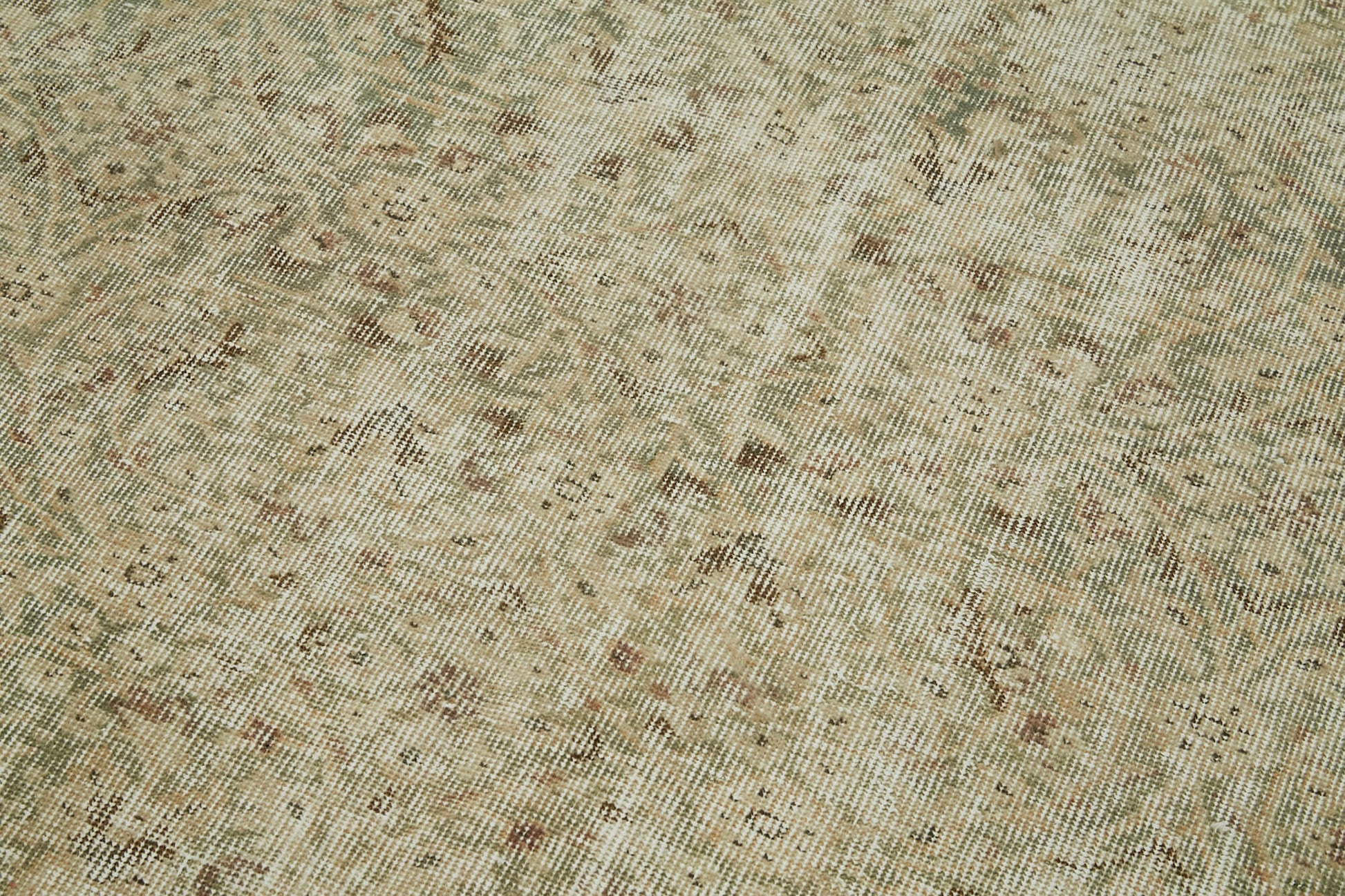 Vintage Bej Eskitme Pamuk Yün El Dokuma Halısı 154x273 Agacan