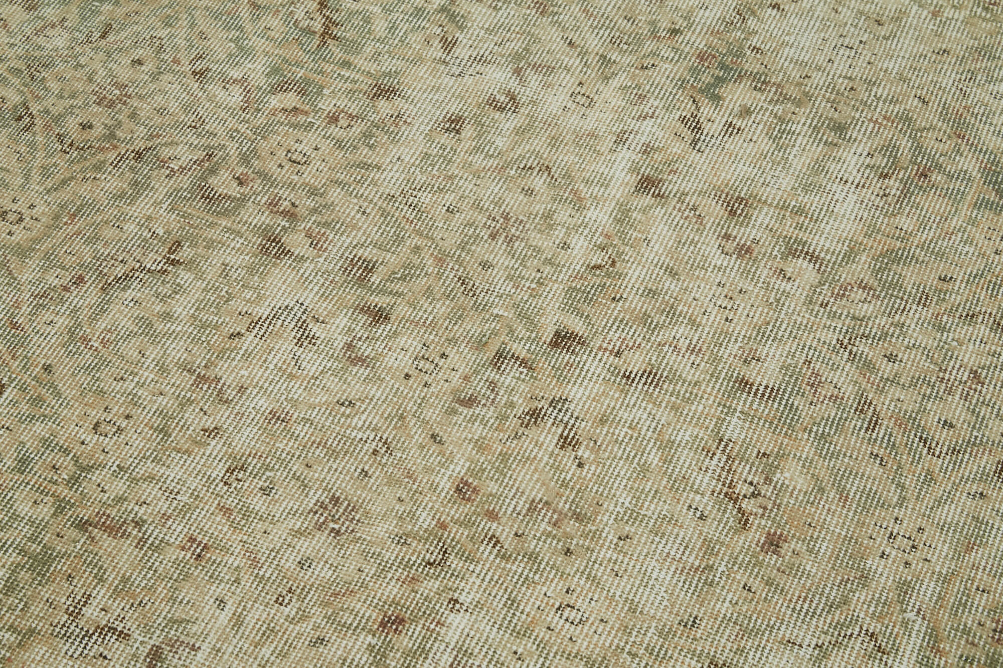 Vintage Bej Eskitme Pamuk Yün El Dokuma Halısı 154x273 Agacan