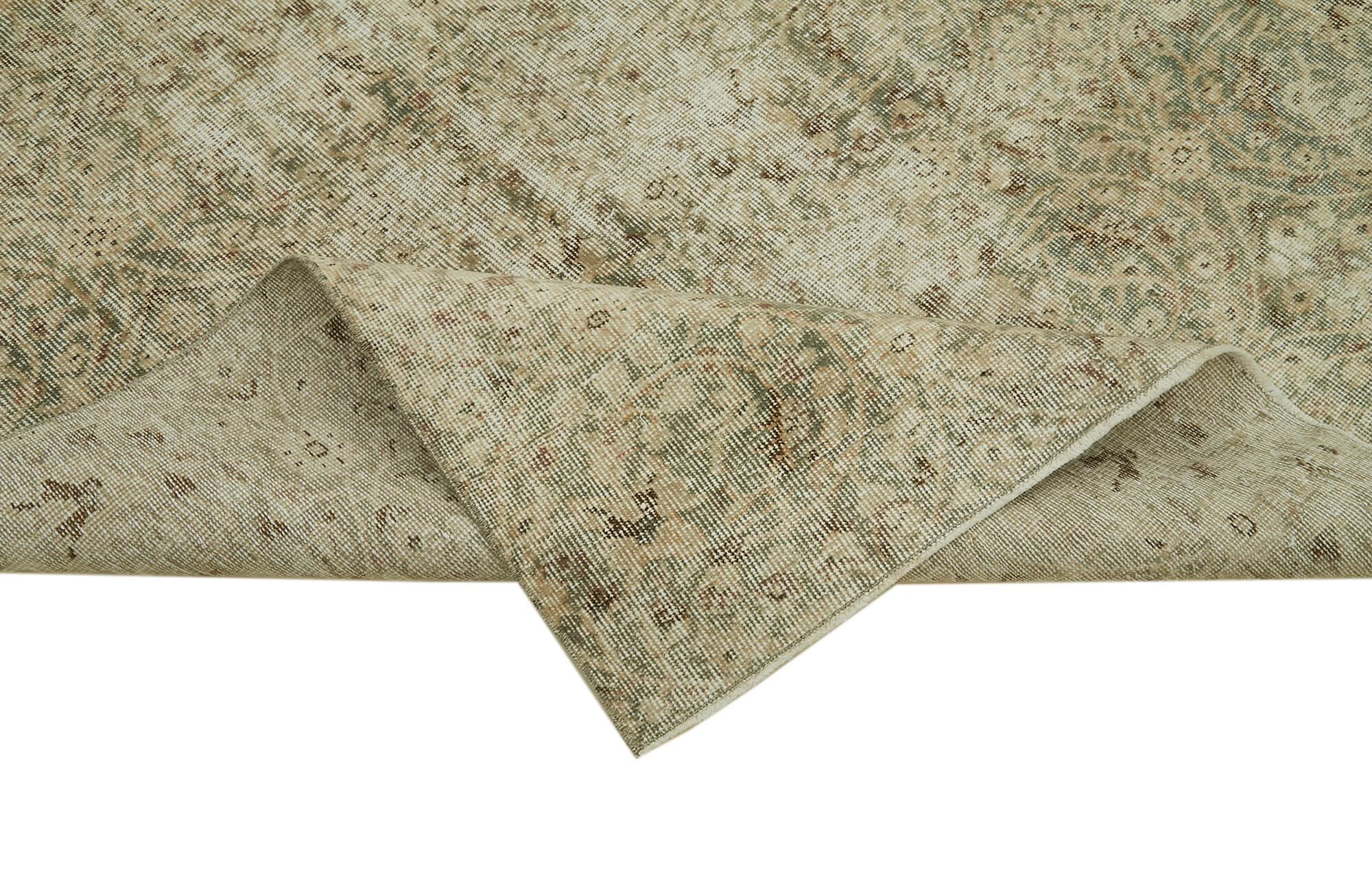 Vintage Bej Eskitme Pamuk Yün El Dokuma Halısı 154x273 Agacan