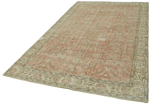 Vintage Bej Eskitme Pamuk Yün El Dokuma Halısı 163x288 Agacan