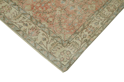 Vintage Bej Eskitme Pamuk Yün El Dokuma Halısı 163x288 Agacan