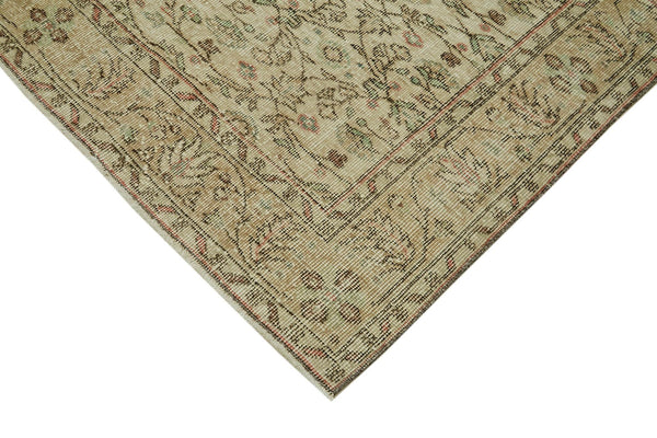 Vintage Bej Eskitme Pamuk Yün El Dokuma Halısı 158x260 Agacan