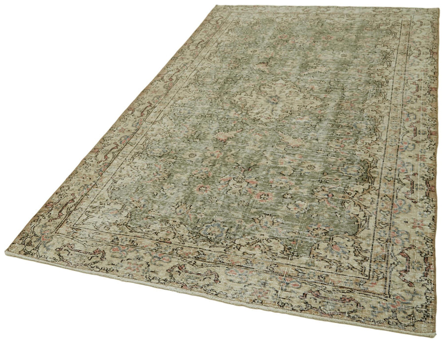Vintage Bej Eskitme Pamuk Yün El Dokuma Halısı 148x252 Agacan