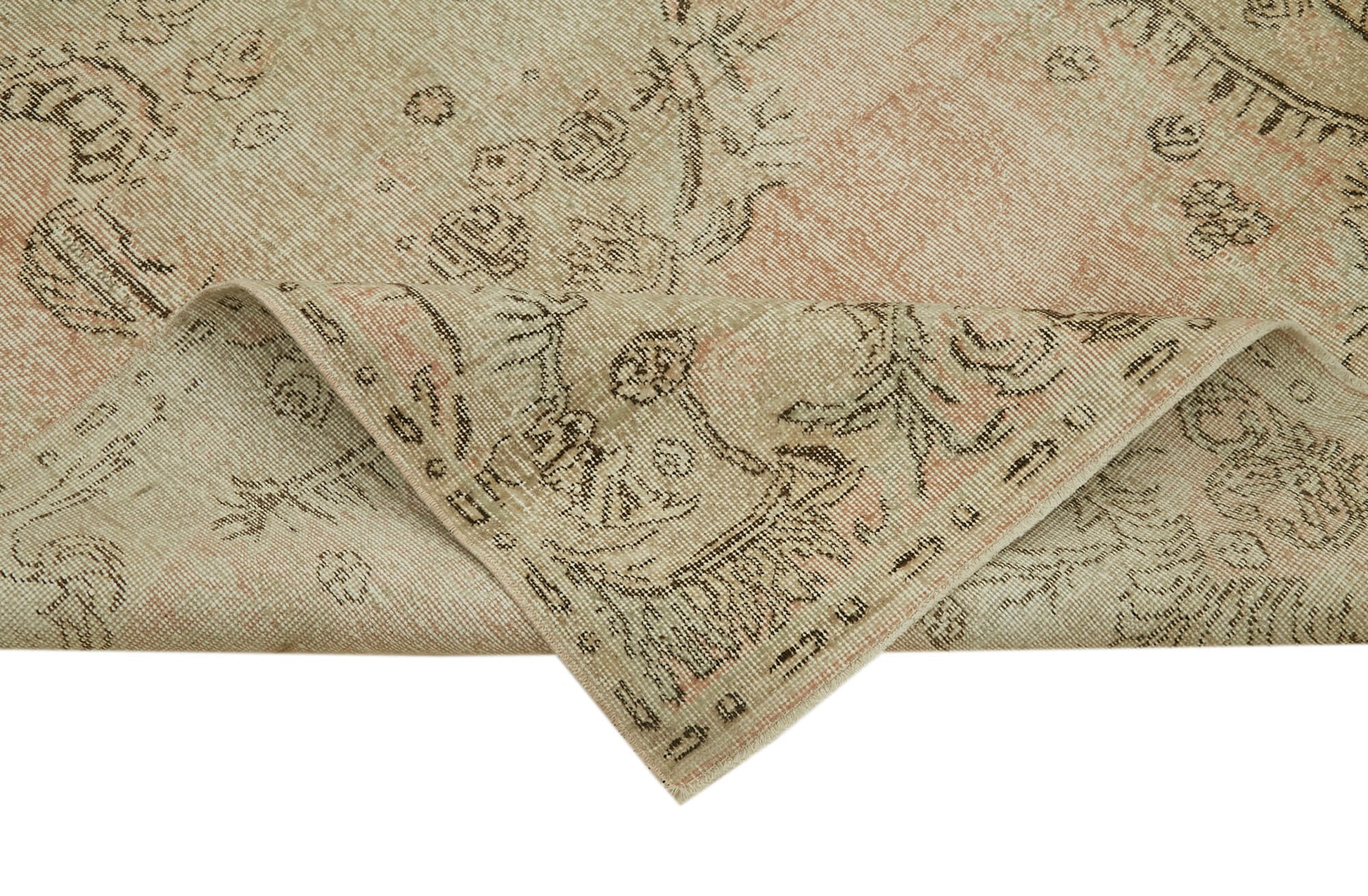 Vintage Bej Eskitme Pamuk Yün El Dokuma Halısı 164x287 Agacan