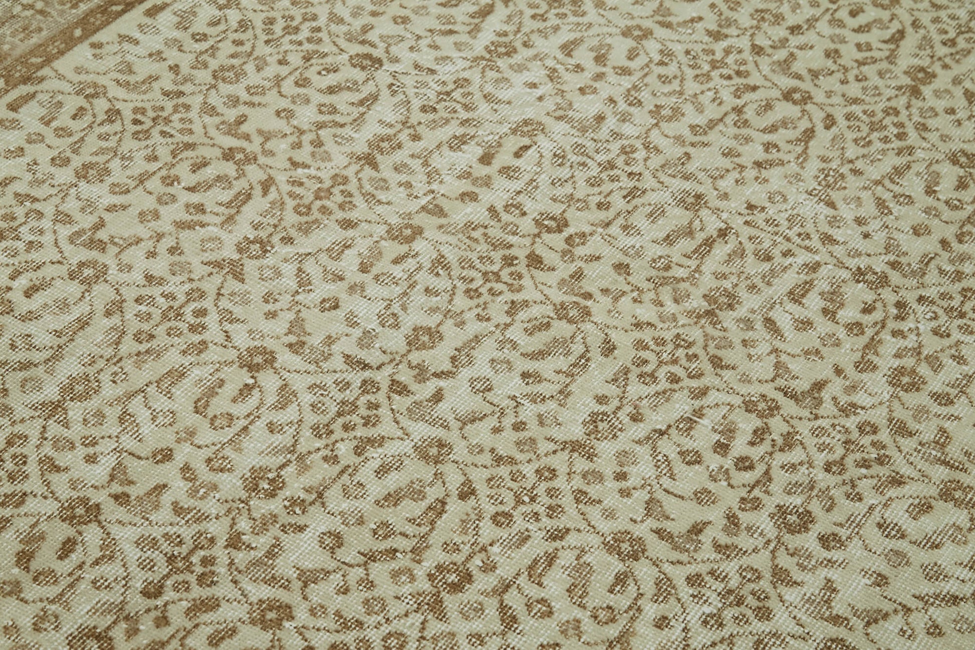 Vintage Bej Eskitme Pamuk Yün El Dokuma Halısı 155x260 Agacan