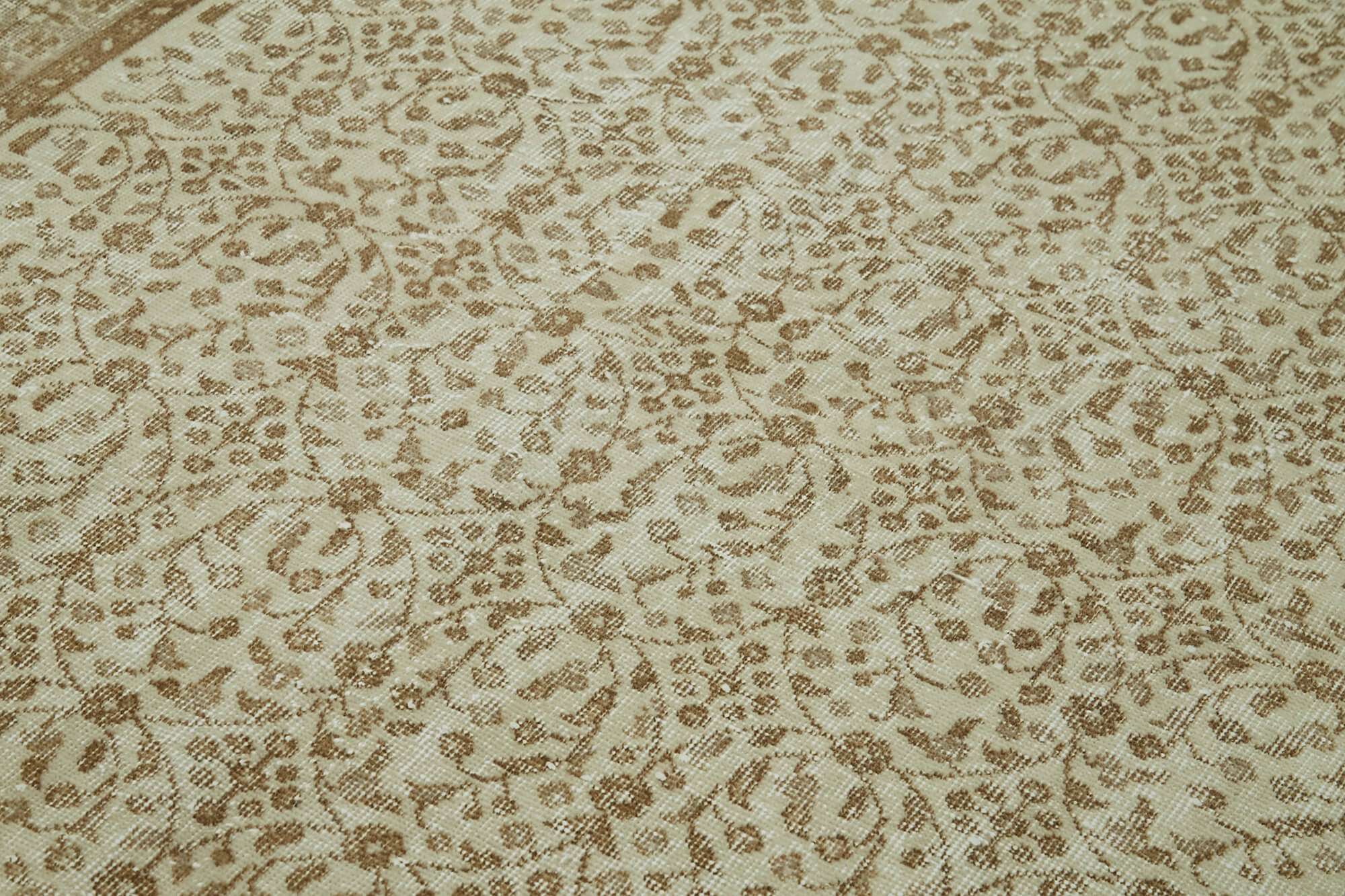 Vintage Bej Eskitme Pamuk Yün El Dokuma Halısı 155x260 Agacan