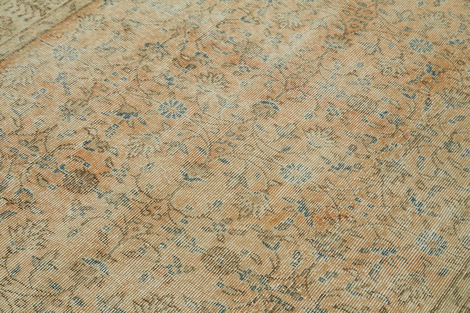 Vintage Bej Eskitme Pamuk Yün El Dokuma Halısı 158x255 Agacan