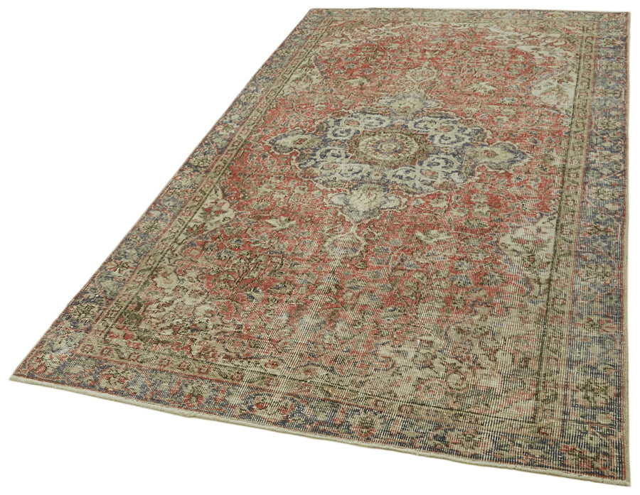 Vintage Kırmızı Eskitme Pamuk Yün El Dokuma Halısı 147x262 Agacan