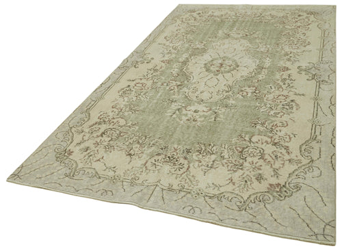 Vintage Bej Eskitme Pamuk Yün El Dokuma Halısı 166x305 Agacan