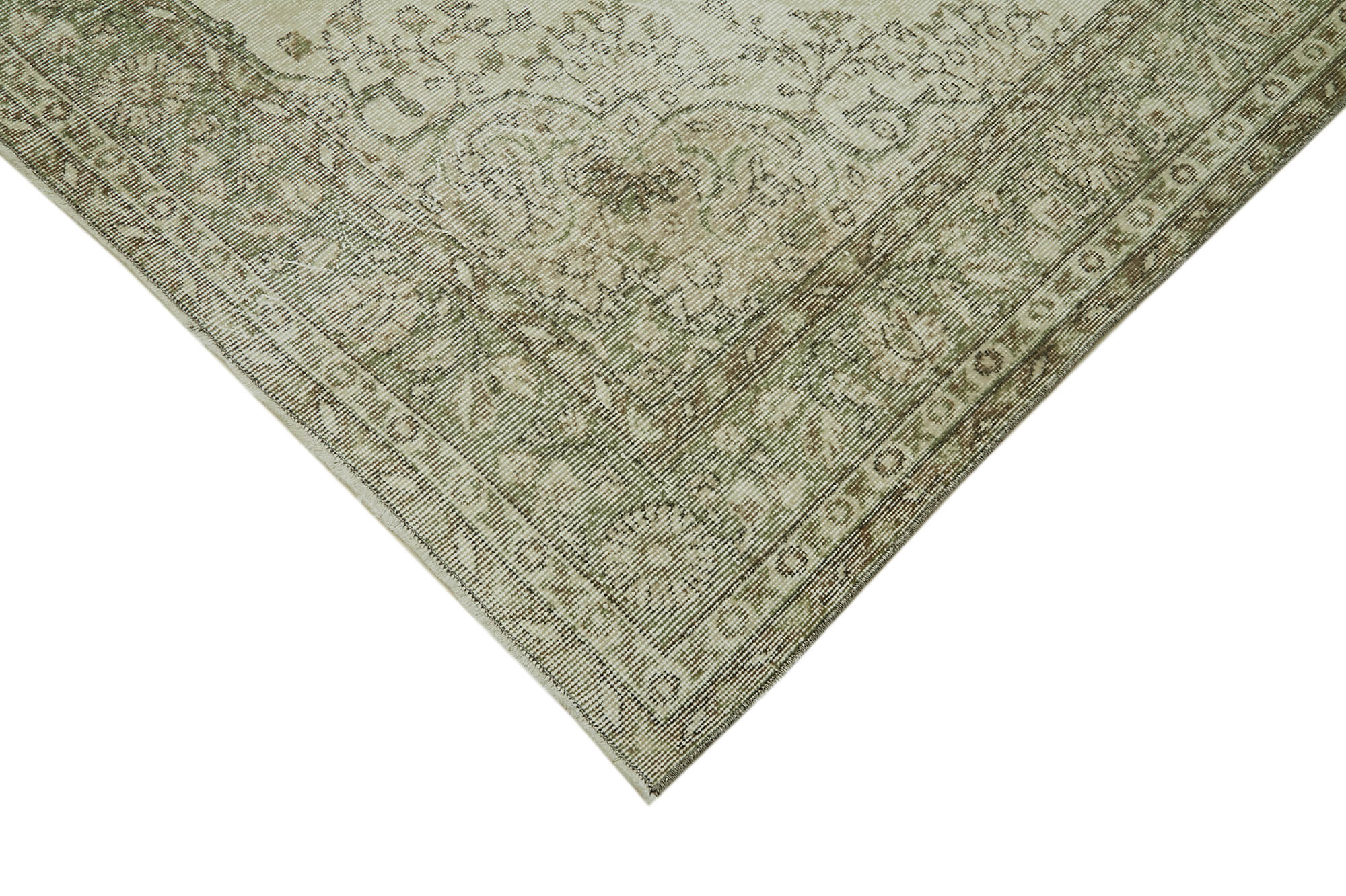 Vintage Bej Eskitme Pamuk Yün El Dokuma Halısı 174x264 Agacan