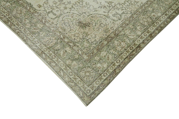 Vintage Bej Eskitme Pamuk Yün El Dokuma Halısı 174x264 Agacan