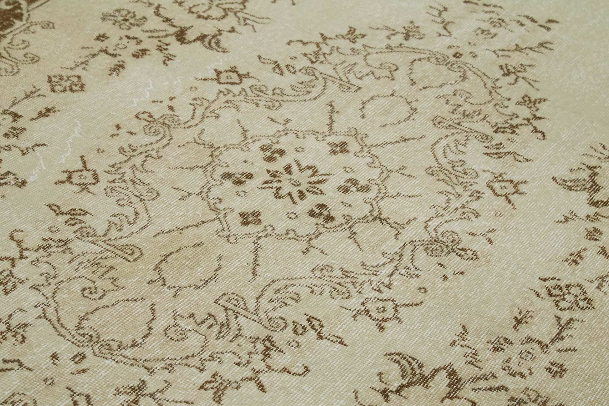 Vintage Bej Eskitme Pamuk Yün El Dokuma Halısı 166x287 Agacan