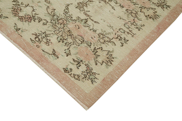 Vintage Bej Eskitme Pamuk Yün El Dokuma Halısı 162x258 Agacan