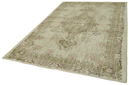 Vintage Bej Eskitme Pamuk Yün El Dokuma Halısı 190x295 Agacan