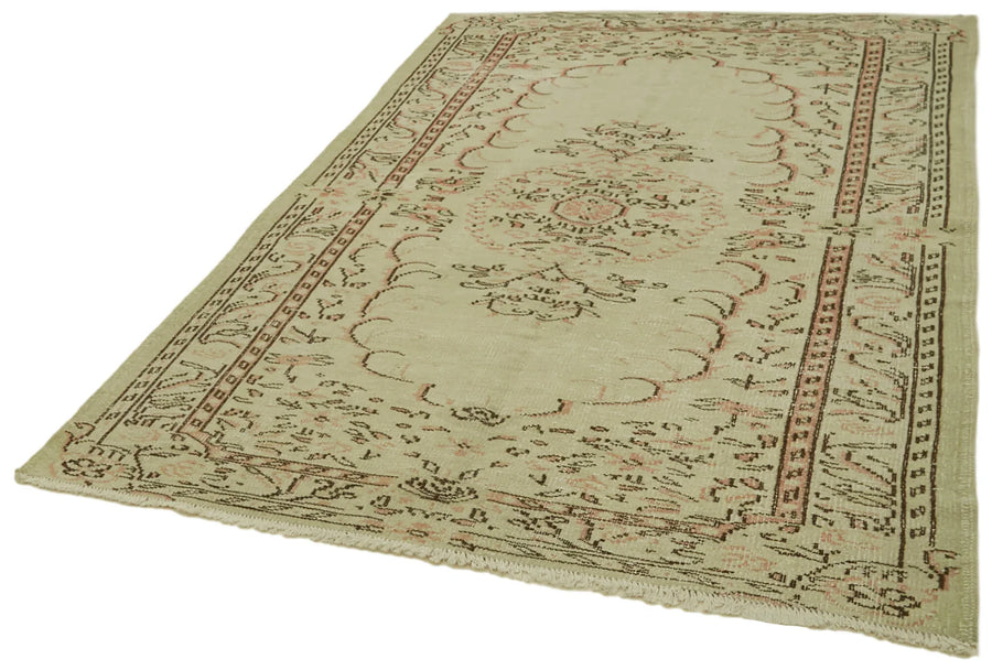 Vintage Bej Eskitme Pamuk Yün El Dokuma Halısı 165x228 Agacan