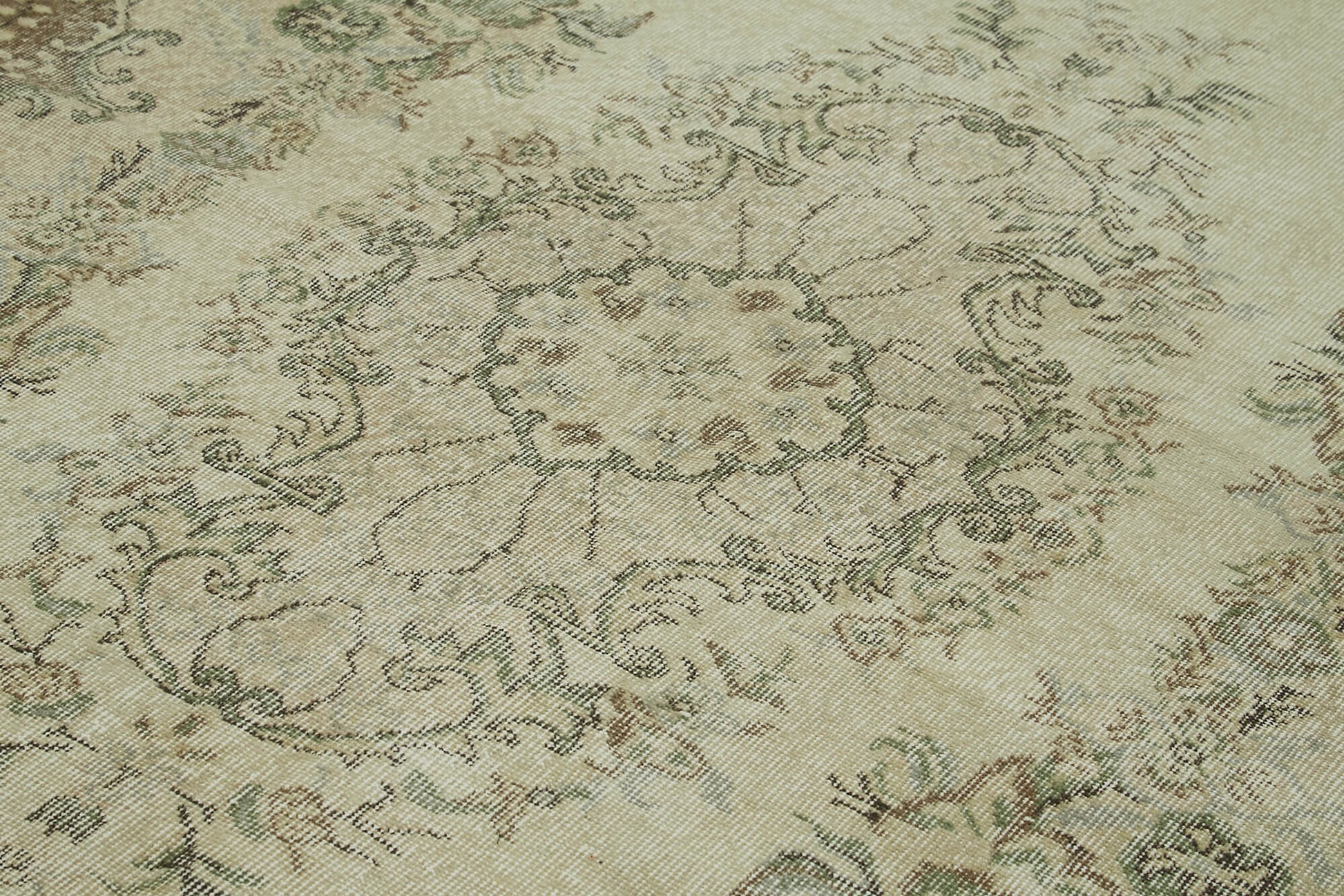 Vintage Bej Eskitme Pamuk Yün El Dokuma Halısı 165x276 Agacan