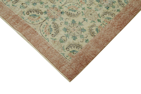Vintage Bej Eskitme Pamuk Yün El Dokuma Halısı 188x295 Agacan