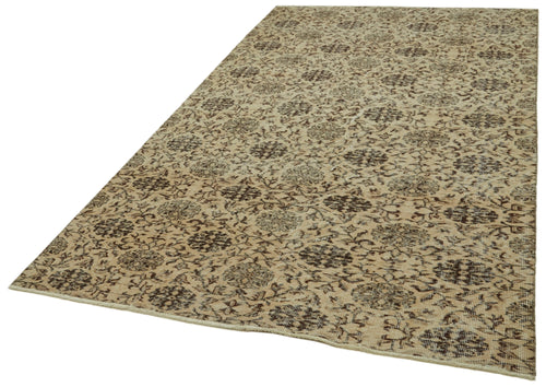 Vintage Bej Eskitme Pamuk Yün El Dokuma Halısı 152x264 Agacan