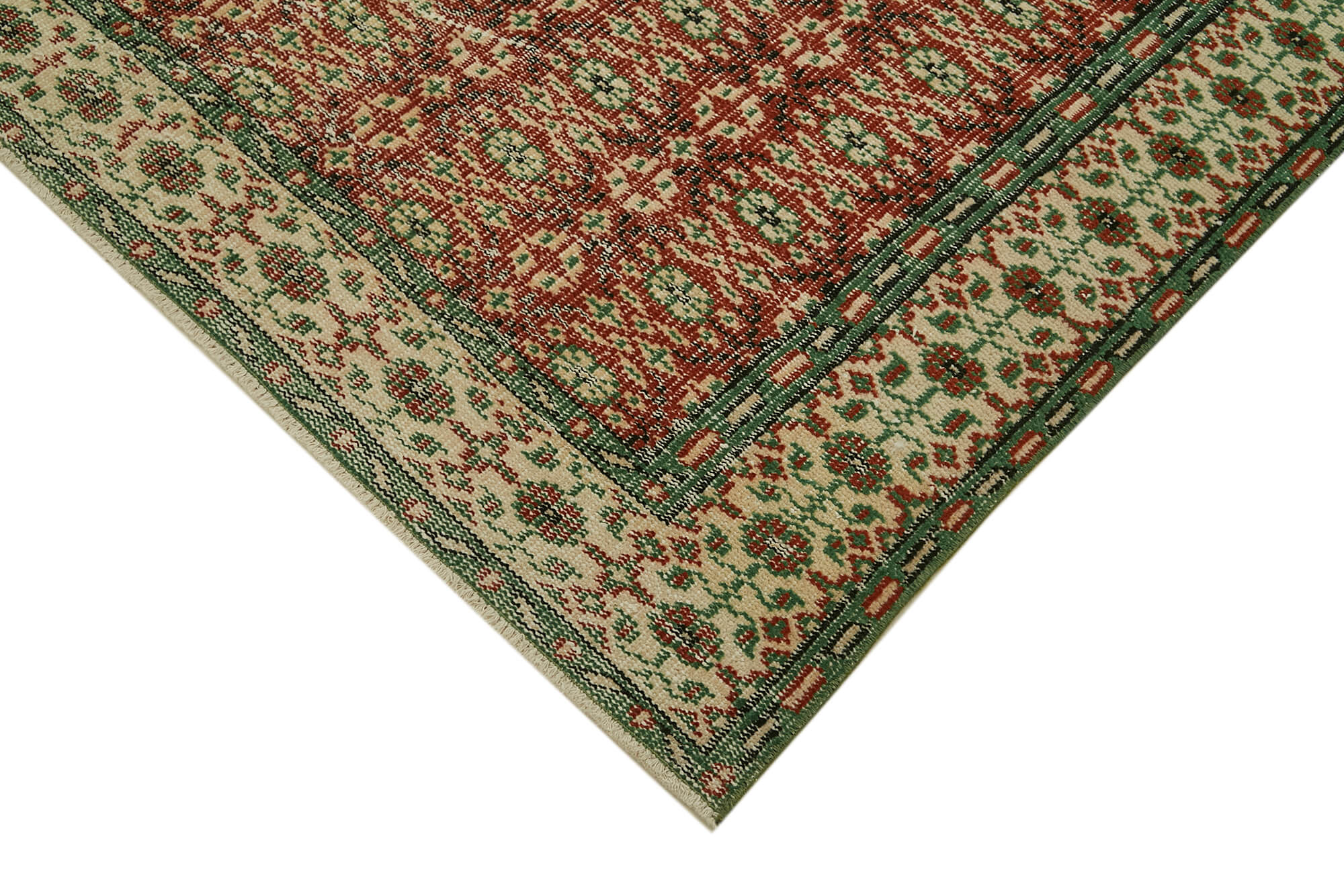 Vintage Bej Eskitme Pamuk Yün El Dokuma Halısı 175x275 Agacan