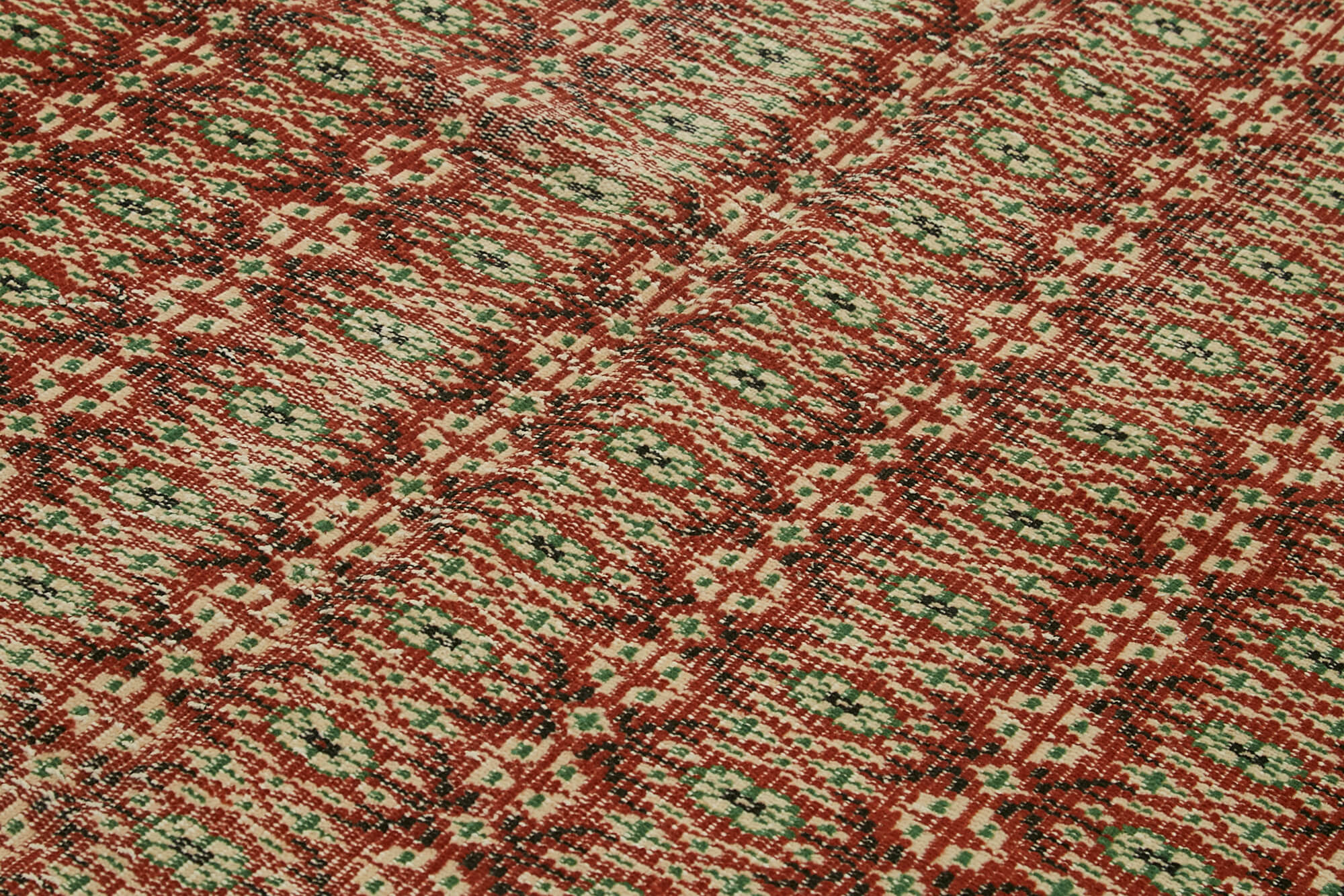 Vintage Bej Eskitme Pamuk Yün El Dokuma Halısı 175x275 Agacan