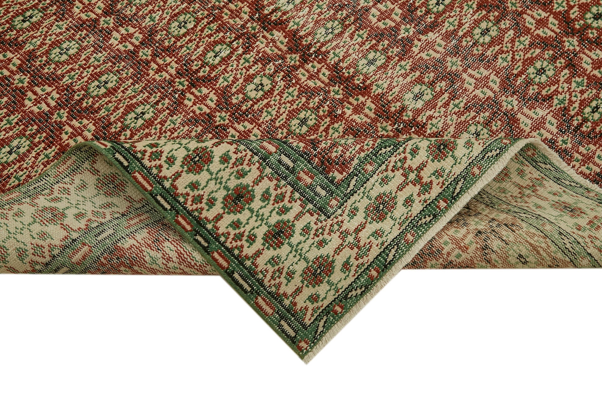 Vintage Bej Eskitme Pamuk Yün El Dokuma Halısı 175x275 Agacan