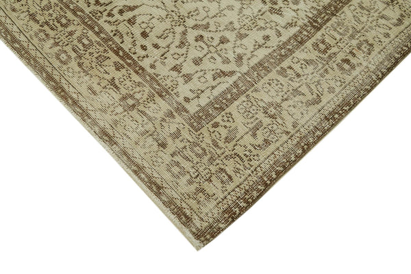 Vintage Bej Eskitme Pamuk Yün El Dokuma Halısı 152x288 Agacan